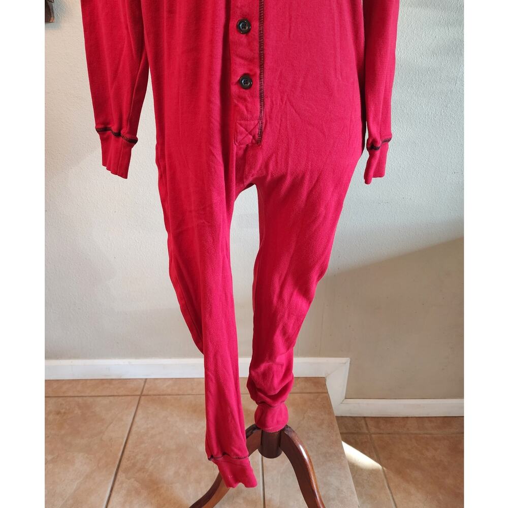 Lazy One Cherry Red Bear Bum Adult One Piece Sleepwear SZ Small Yellowstone - Picture 6 of 12